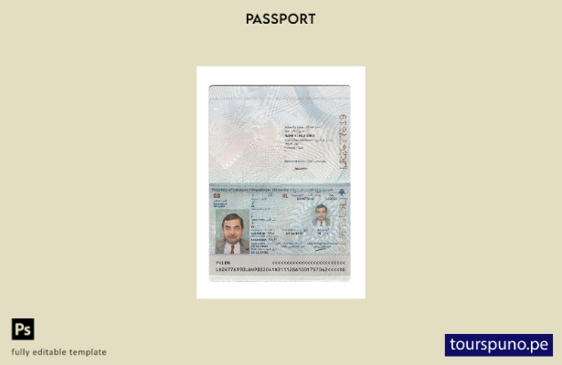 Listo para imprimir la plantilla actual del pasaporte del Líbano 1